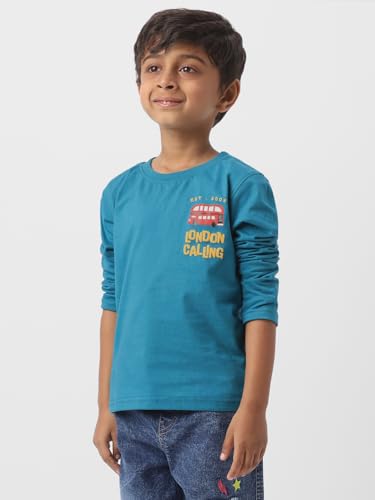 Image of Nautinati Boys 100% Cotton Full Sleeve Printed T-Shirt | Age 1-5 Years