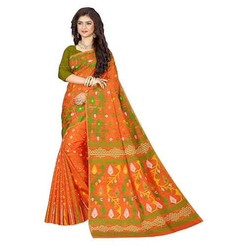 Image of Mayabi Women's Dhakai Jamdani Cotton Silk Saree Traditional Bengali Tant Korat Work, Without Blouse Piece