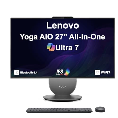 Image of Lenovo Yoga AIO Desktop Copilot 27 inch QHD IPS 120Hz W /Lift, Rotate, & Swivel | 16-core Intel Ultra 7-255H, 16GB LPDDR5X, 4TB SSD, Intel Arc GPU, WiFi 7, BT 5.4, 5MP IR Webcam, Win 11 Home W /KB & Mouse