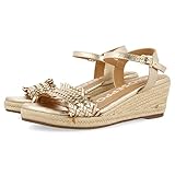 GIOSEPPO Sandalias Doradas Trenzadas con cuña de Yute para Mujer ICA