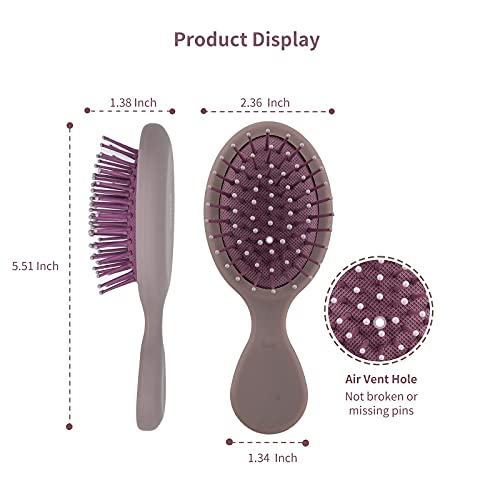 Rhos Mini Travel Hair Brush For Women/Men/Kids - Pocket Detangler Brush For Wet And Dry Hair - Travel Size Paddle Brush For Detangling- For All Hair Types (1 Pack-Purple) #TOP1