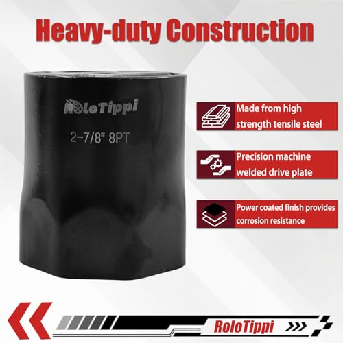 Image of 2-7 /8-Inch 8 Point Wheel Bearing Locknut Socket, 3 /4-Inch Drive, for Axle Nut Socket, Remove and Install Wheel Bearing Nuts, Carbon Steel, Powder-Coated (2-7 /8 inch 8PT, 3 /4 inch Drive)