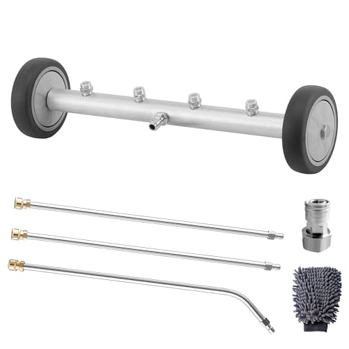 M MINGLE Undercarriage Pressure Washer Attachment, 16 Inch Powerful Under Car Washer with 3 Pcs Extension Wand and Car Wash Mitt, 4000 PSI