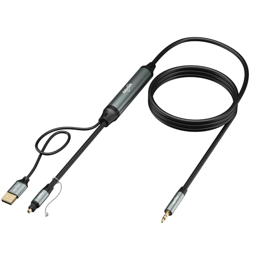 Adoreen SPDIF - Cable adaptador de audio óptico DAC de 192 KHz a AUX de 3,5 mm, convertidor digital de fibra óptica a analógico para TV/PS4/Xbox/DVD a auriculares amplificadores de caja de sonido