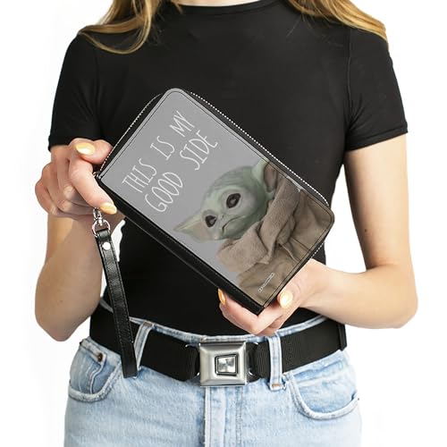 Buckle-Down Women's PU Zip Around Wallet Rectangle-Star Wars The Child, 7.5"x4.5"4