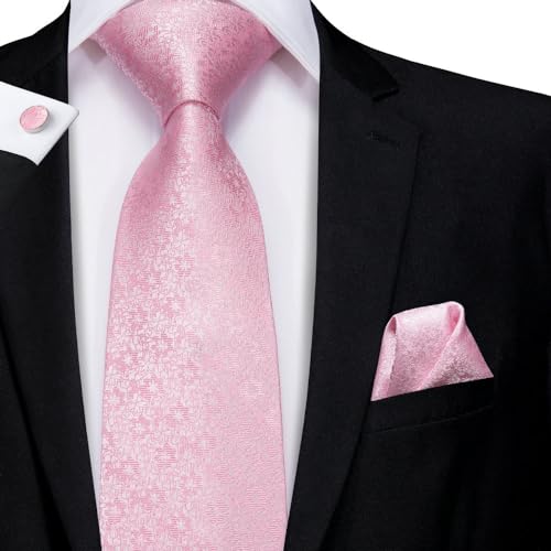 Image of Dubulle Mens Tie and Lapel Pin Paisley Striped Floral Necktie for Men Pocket Square Cufflinks 4PCS Set Wedding Party