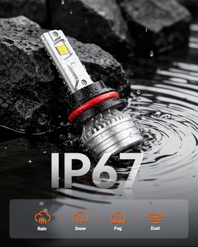 Image of SEALIGHT 9007 Bulbs, 90,000LM 14X Brightness, HB5 9007 6500K Cool White LED Bulbs, IP68 Waterproof 70000Hrs Lifespan, No Flickering, 1Mins Installation, 2 Pack