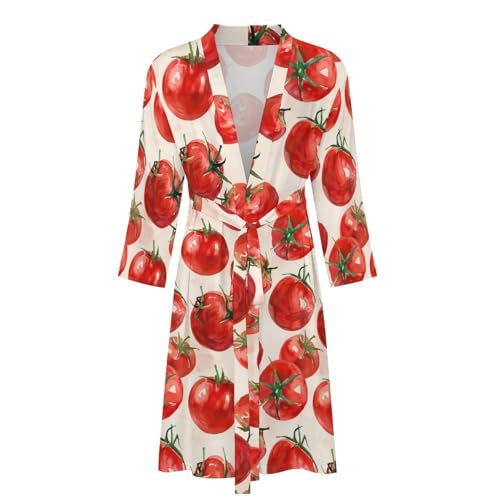 Tomatoes Watercolor Funny Men's Robe Novelty Soft Lightweight Bathrobe Long-sleeve Spa Robes4