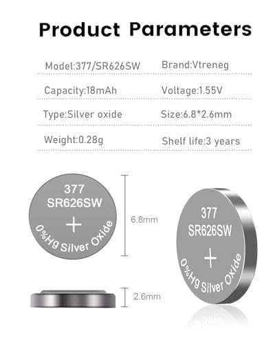 Pilas para reloj 364 SR621SW y 377 SR626SW, pack 20 miniatura 3