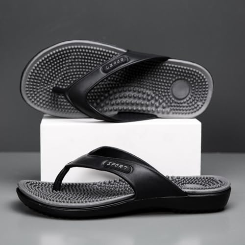 ihinzry Mens Sport Flip Flops with Plantar Fasciitis Arch Support Outdoor Summer Beach Sandals Comfort Orthotic Thong Sandals2