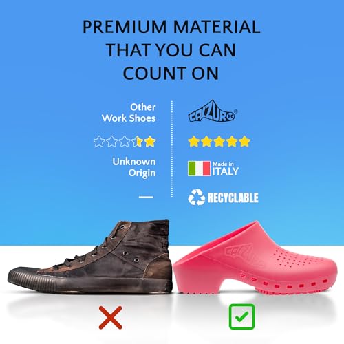 Image of CALZURO Classic Work Clogs with Holes - Unisex Work Clogs for Women and Men - Non Slip Shoes - Autoclavable Rubber Kitchen Shoes and Nursing Clogs