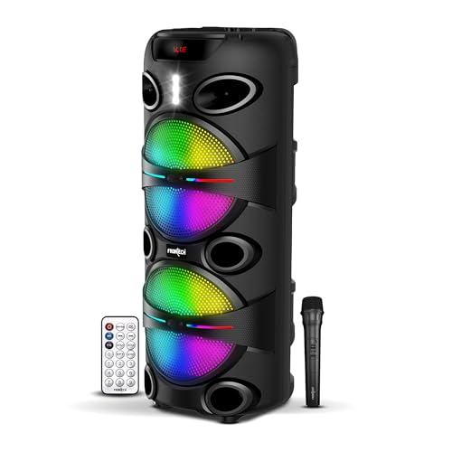 Image of FRONTECH Groove Multimedia Wireless Trolley Speaker - 24W Output, Bluetooth 5.0, LED Display, Disco Light, Wheels, Handle - (SW-0179, Black)