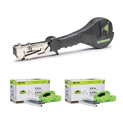 CH38-2 Cap Staple Hammer Tacker Plus Two StaplePacs 1 Caps 3/8 Staples for Roofing Underlayment Housewrap and Insulation (STINGER 0136400)