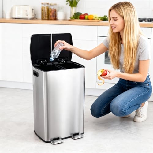 Basurero GAOMON 16 gal Dual Compartimento Acero miniatura 2