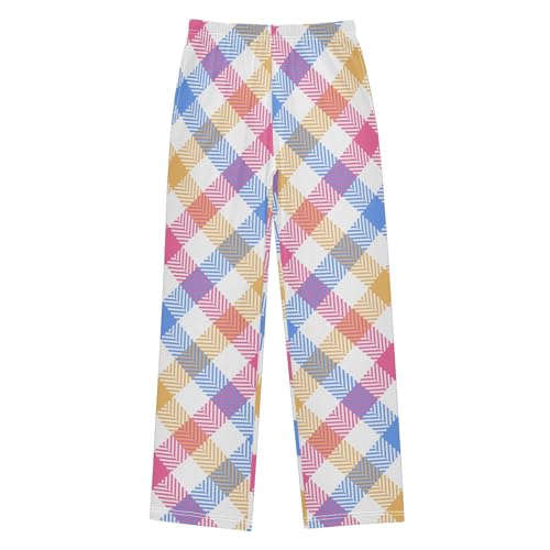 ZZKKO Check Blue Pink Yellow Boys Pants for Kids Jogger Pants with Pockets S-XL