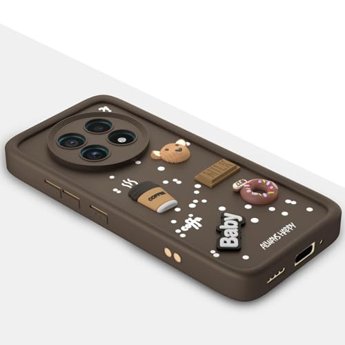 Image of Bintage Case Ball Bear| Donut| Milk Cake| Baby| Coffee Rubber Case Full Body & Camera Protection Back Cover Compatible for Realme 13+ 5G - Brown
