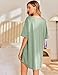 Ekouaer Nightgown for Women Bamboo Viscose Sleepshirt short sleeve Nightshirt V Neck T shirt Night gown Boyfriend Sleepwear Light Green
