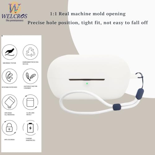 Image of WELCROS Soft Silicone Case Cover for Sony WF-C710N | C710NSA with Lanyard (White)