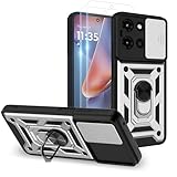 for Moto G 5G 2025/2026 Case,Moto G Play 5G 2026 Phone Case with 2PC Screen Protector,Sliding Camera Cover and Multi Angle Stand for Moto G Play 2026 Case/Moto G 2025 Case/Moto G 2026 Case,Silver