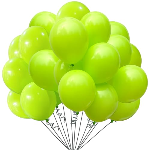 Image of Jonhamwelbor Lime Green Balloons 100pcs 12inch Light Green Neon Fruit Green Latex Party Balloons for Birthday Baby Shower Decorations