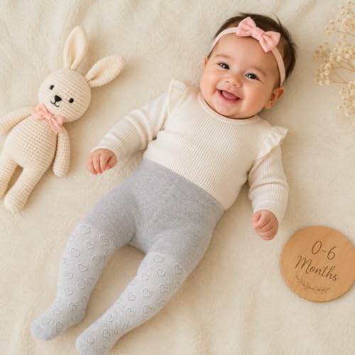 Image of THE LITTLE LOOKERS Baby Tights Thick Toddler Baby Girl Seamless Knit Leggings Thick Solid Cotton Stockings Footed Pants Pantyhose for Years Baby