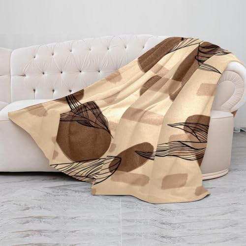Couverture polaire microfibre à motif feuilles pour cocooning sur le canapé ou lit