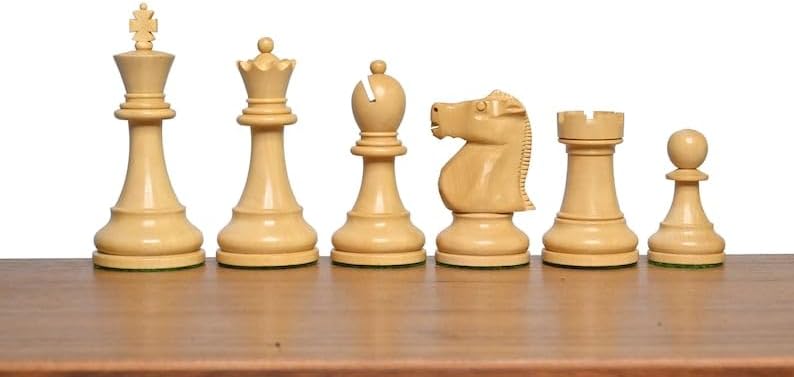 Miniatura 6 de 1972 Reproducido Fischer Spassky Staunton Juego de piezas de ajedrez ponderadas solo piezas de ajedrez - 3.7 pulgadas King