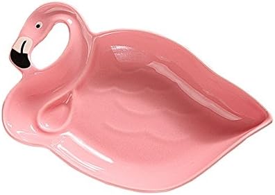 Hoocozi Flamingo Ceramic Dessert Plate, Decorative Porcelain Holding Jewelry Dish from, Pink, 1Pce, 5.9"