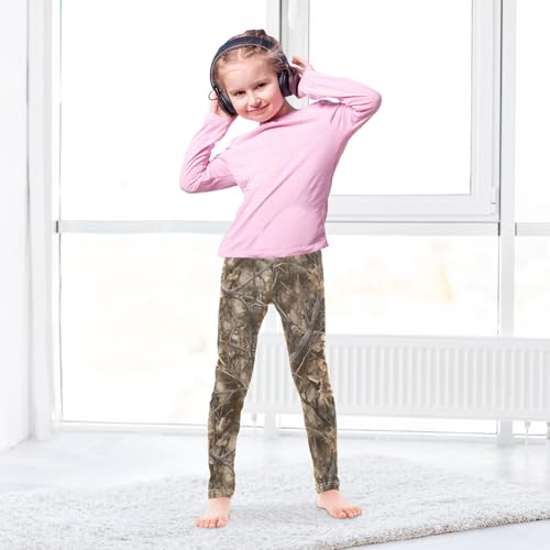 Girls Leggings Soft Toddler Ankle Length Bottoms Camouflag Kids Dance Yoga Pants 4-10 Years4