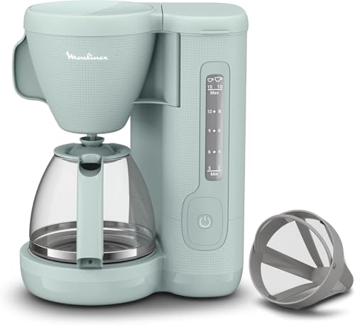 Moulinex Morning Plus - Cafetera de filtro, 1000 W potencia, 1,25 L capacidad, soporte giratorio,...
