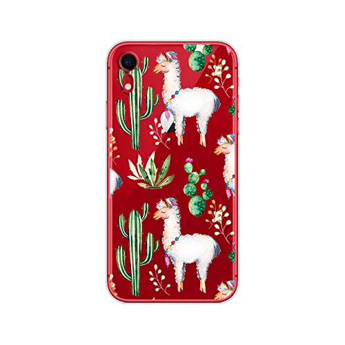 Blingy's Iphone Xr Case, Women Girls Cute Llama Design With Cactus Pattern Fun Alpaca Cartoon Animal Style Transparent Soft Tpu Protective Clear Case Compatible For Iphone Xr (Llama Cactus) #TOP2