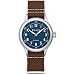 Bulova Men's Military A11 Stainless Steel 3-Hand Hack Automatic Watch, Brown Leather Strap and Blue Dial Style: 96A282, Silver, Automatic Watch