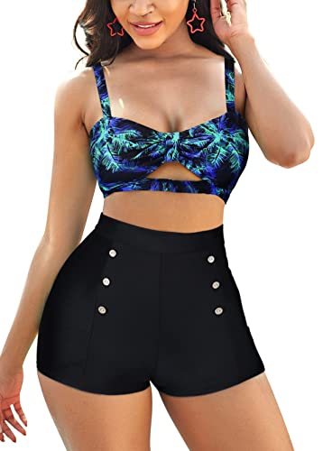 B2prity Women's Two Piece Swimsuit Ladies Bathing Suit Vintage Swimwear Bikini Set with Bottom Brazilian
