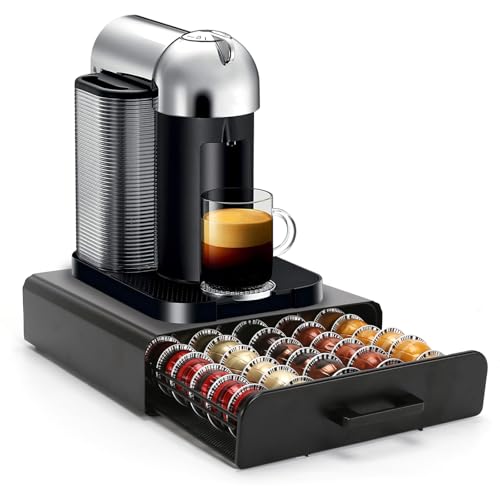 SYSYLY Kapselhalter für Vertuo Kapseln,Kapselschublade Metall Kaffeekapselhalter Kapselspender Ständer Kaffeekapselständer Schubladenablage Stapelständer.