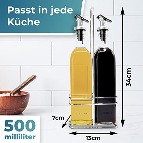 Essig-Öl-Spender Cucino Set mit praktischem Gestell und Ausgießern