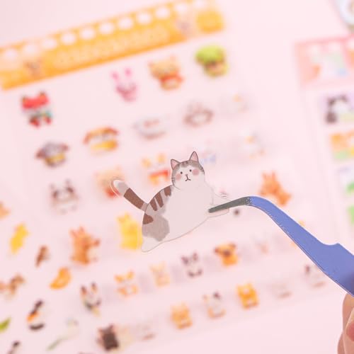 Image of Girl's Cute Sticker Book, Cartoon Cat Theme - 700+ Cute Animal Style Foodie Stickers, for DIY Scrapbooking Journaling Handbook Decoration