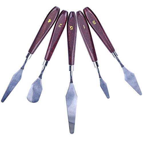 heartybay Painting Knife, Set of 5 Assorted Shapes and Styles, Stainless steel blades for Professional Artist Tools, 3D Print Removal Tool Kit - 3D Printer Tools