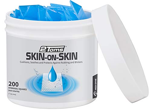 2Toms Skin-On-Skin Soothing Hydrogel Square Pads for Blister Protection and Skin Pain Relief, 200 Squares (1)