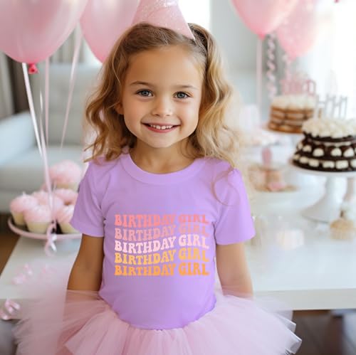 Image of Birthday Shirt Girls Toddler T-Shirts Unicorn Mermaid Birthday Tees Little Kids Top Outfit White Pink 2nd 3rd 4th 5th 6th 7th