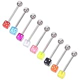 POPETPOP 9 pièces Piercings Langue Acrylique Forme Dé à Jouer Multicolores Bijoux Corporels Sûrs et Créatifs pour Hommes et Femmes