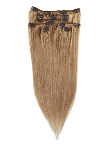 Clip Hair Extension, Grammy 18" Remy Clip in Human Hair Extensions 70g 7pcs (#12 Golden Brown)