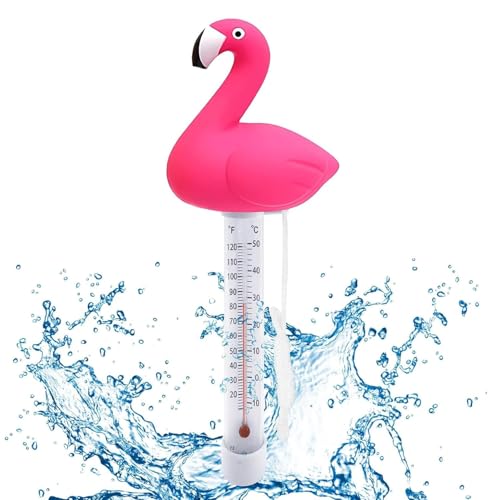 Bath Thermometer, Pool Thermometer Floating, Water Thermometers for Swimming Pools Flamingo Cartoon Style, Hot Tubs, Aquariums, Ice Baths, Measuring Range -10 to 50 Degrees