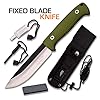 Elk Ridge Outdoors Fixed Blade Knife, 10.5-in Overall, Nylon Fiber Handle, Nylon Sheath, Sharpening Stone, Fire Starter, Hunting, Camping, Survival - ER-555 Series (Green) #1