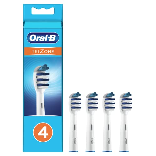 Oral-B Trizone - Testine per spazzolino elettrico, 4 pezzi, rimuovi placca, 3 zone di setole per una pulizia profonda, colore: bianco