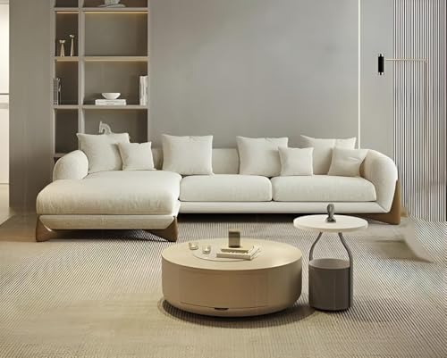 Image of Upholstered 3 Seater Sofa Three Seater Sofa with Wooden Legs for Living Room Hotels & Offices (RHS 4 Seater Beige)