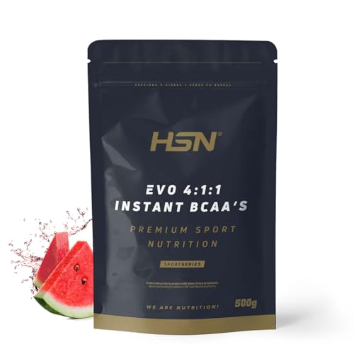HSN Evo 4:1:1 (BCAA's Instantáneos) en Polvo | Sandía 500g | Aminoácidos Ramificados (L-Leucina, L-Isoleucina, L-Valina) | No Incluye Dosificador | No-GMO, Vegano, Sin Gluten