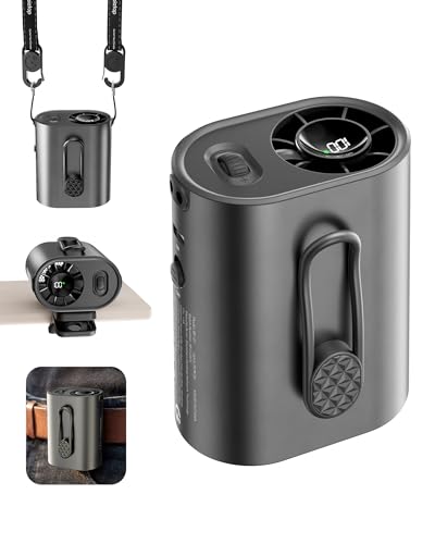 Image of Gaiatop Portable Clip on Fan, Rechargeable Battery 100 Speed 15000RPM Powerful 31ft /s Airflow, Hands-Free Neck /Belt /Waist Personal Mini Cooling Fan for Camping, Outdoor, Jobsite, Travel, Gifts, Black