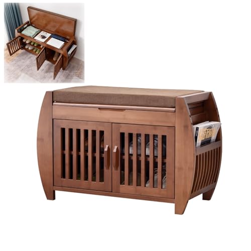Banc de rangement à chaussures en bambou avec coussin confortable EntrywayRack - 2