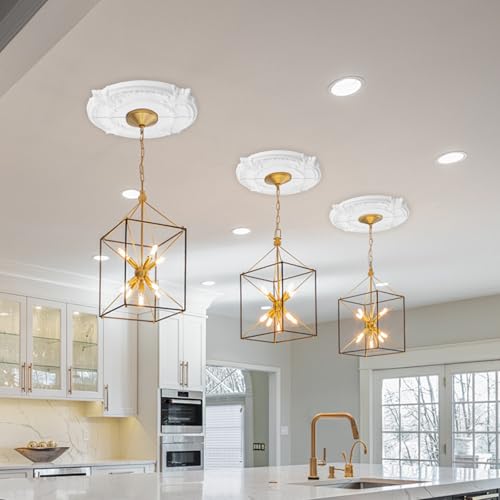 Image of White Split Ceiling Light Medallion Round Home Lighting Ceiling Medallion Home Lighting Ceiling Medallions, 2 PCS