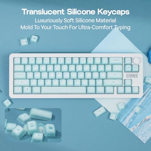 Image of EPOMAKER AegisSil Keycap Set, Silicone Material, Cherry Profile, 113 Keys, 65% /75% /96% /Full Size, Custom Keyboard Keycaps Set for Cherry MX, Kailh, Outemu, Gateron Mechanical Gaming Keyboard (Blue)